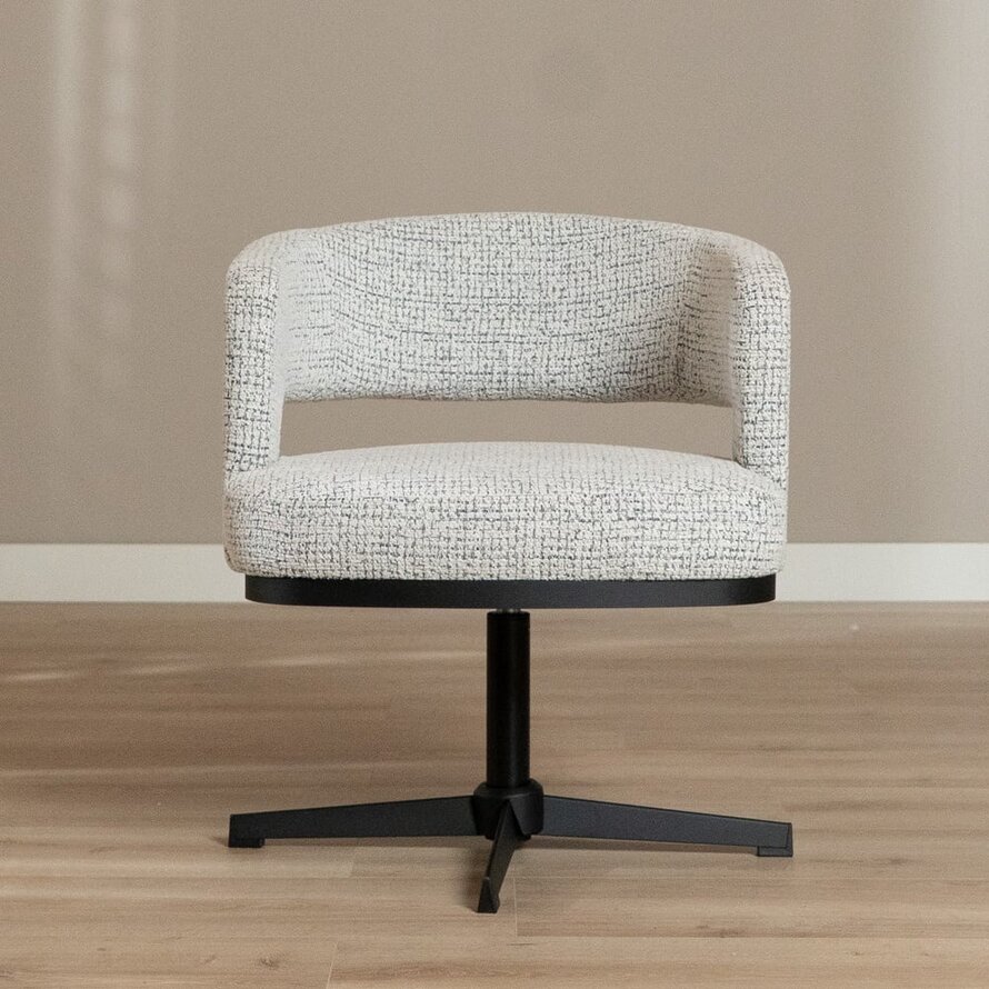 Sessel Gino drehbar melierter Stoff off white/schwarz