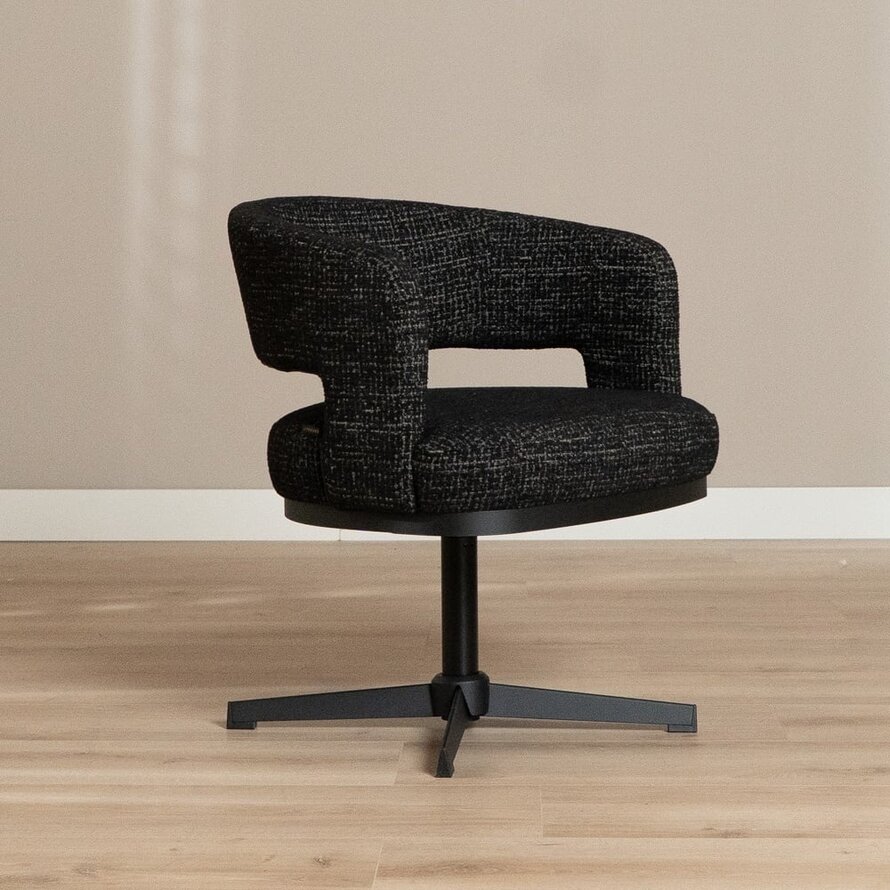 Sessel Gino drehbar melierter Stoff schwarz