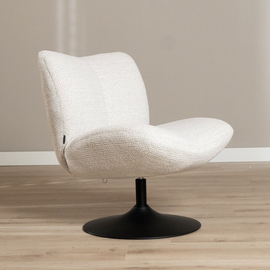 Sessel Moira drehbar melierter Stoff beige