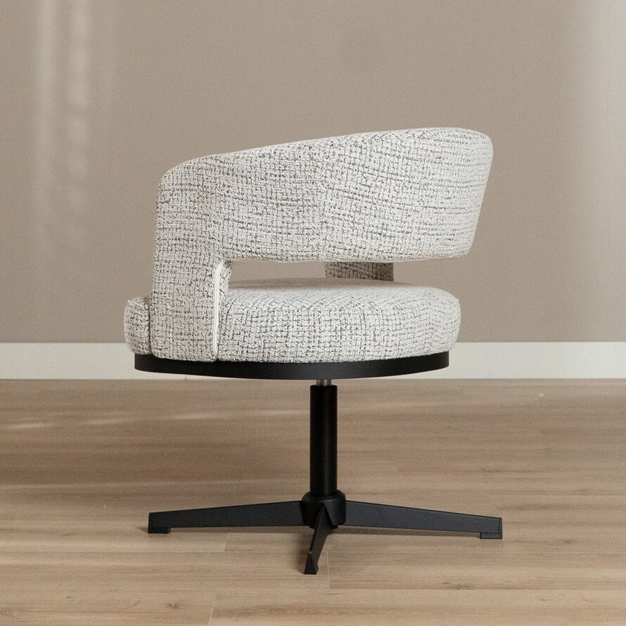 Sessel Gino drehbar melierter Stoff off white/schwarz