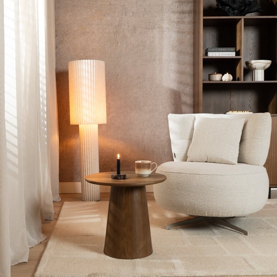 Sessel Fallon drehbar melierter Stoff beige