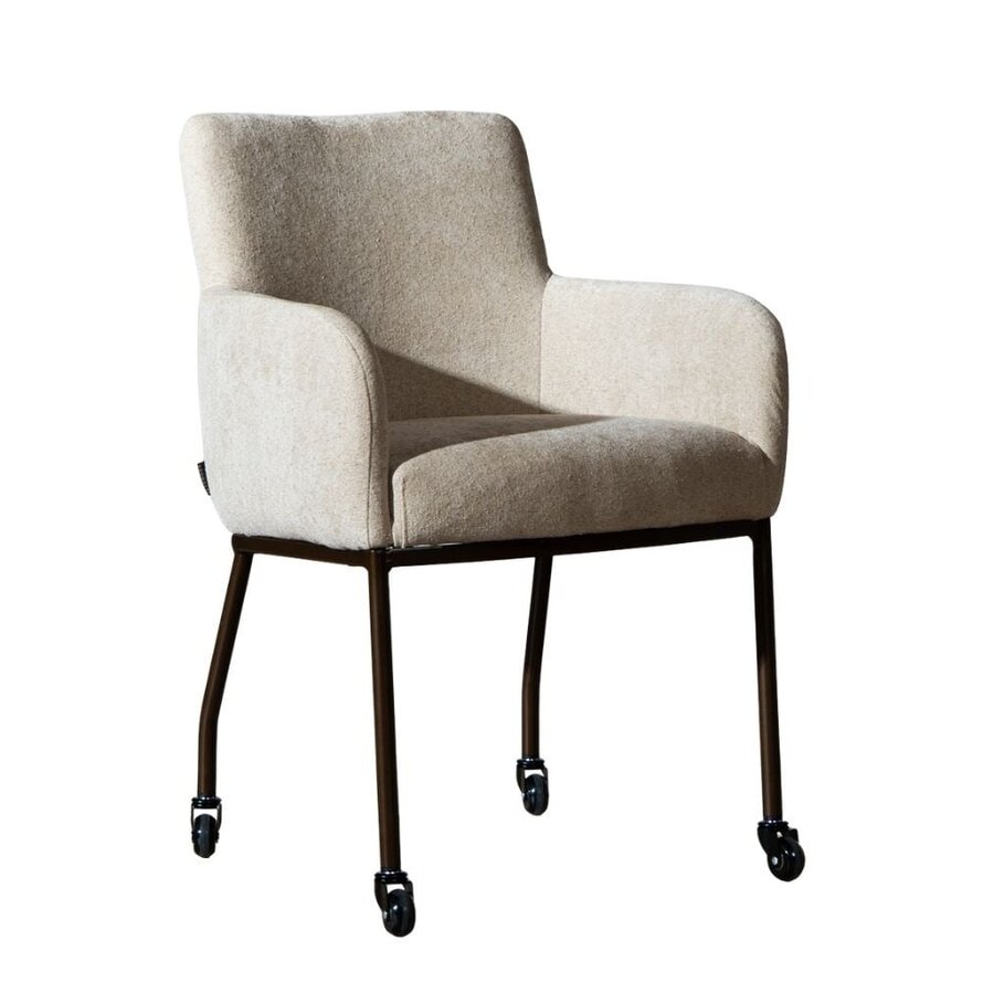 Stuhl Finn auf Rollen Chenille beige