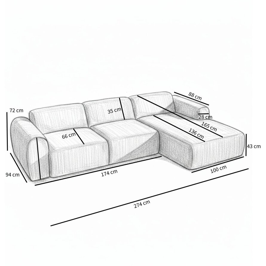 Ecksofa Maine Bouclé braun/grau rechts
