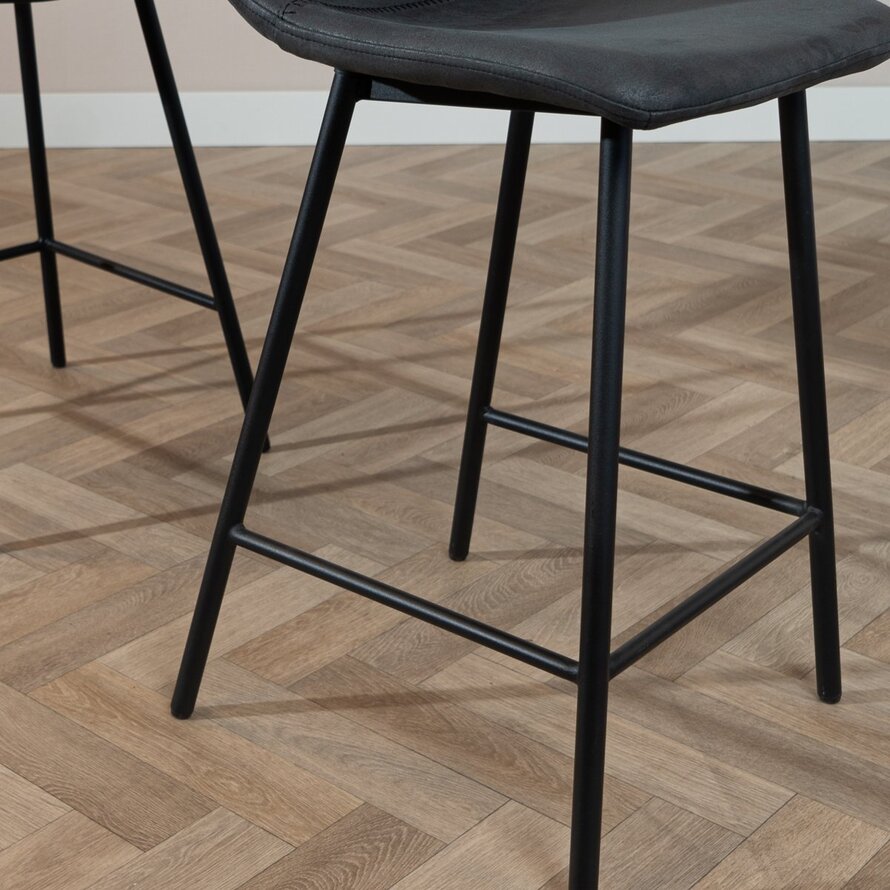 Einzelne verstellbare Barhockerbeine Mikky und Fiona aus schwarzem Metall 70–78 cm