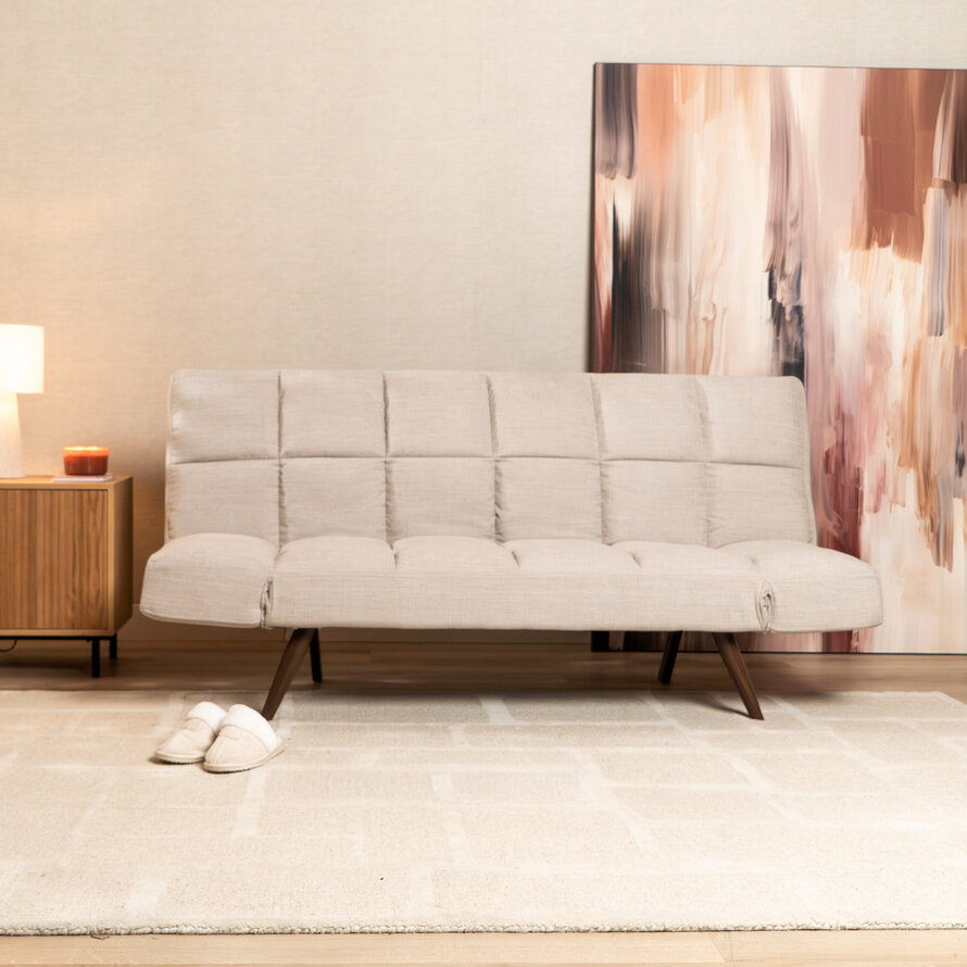 Schlafsofa 1,5-Sitzer Timo recycelter Stoff beige