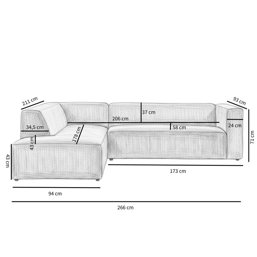 Ecksofa Memphis Leder anthrazit links