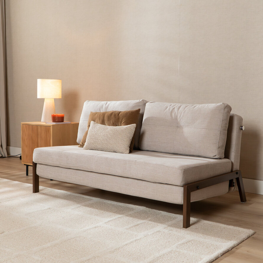 Schlafsofa 2-Sitzer Mikko recycelter Stoff beige