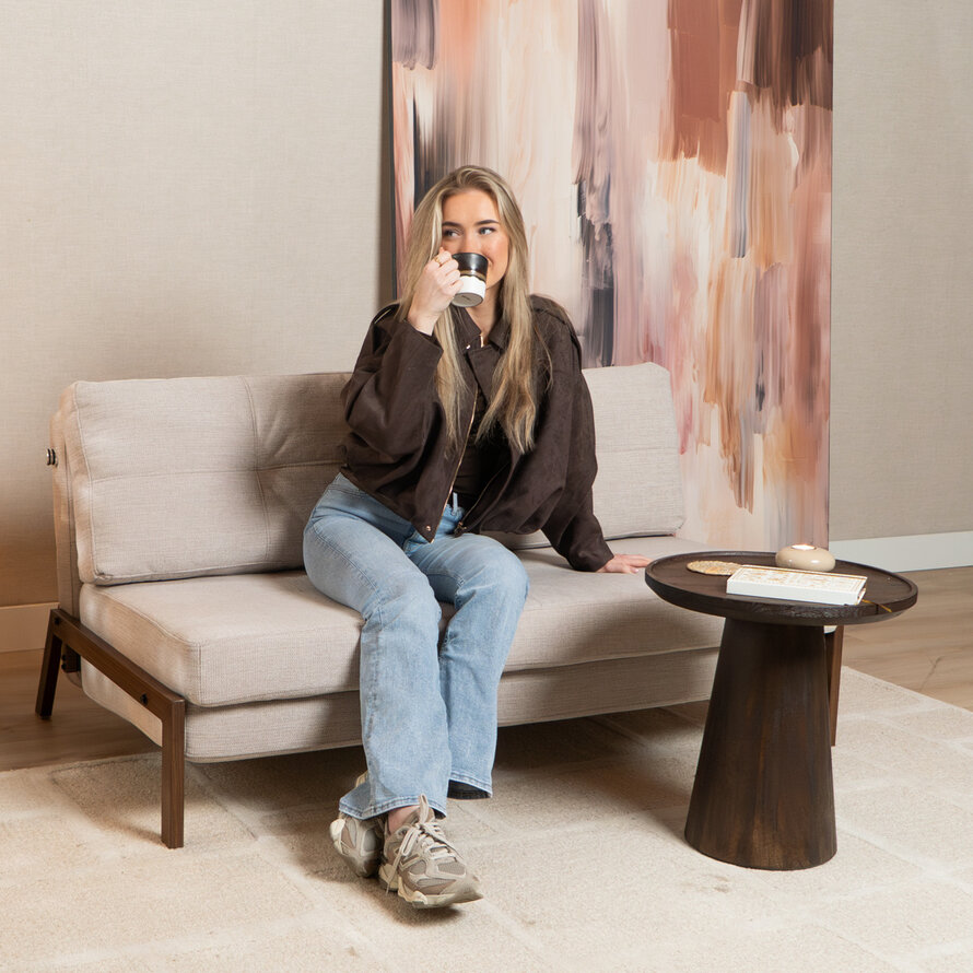 Schlafsofa 2-Sitzer Mikko recycelter Stoff beige