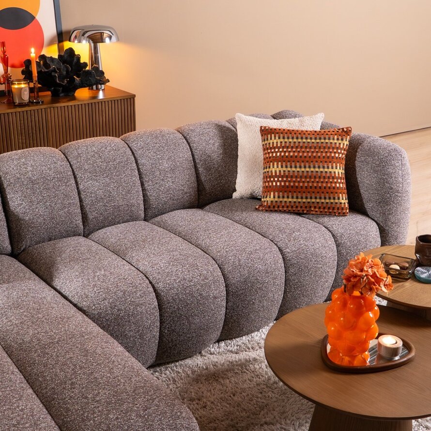 Ecksofa Luca Bouclé braun/grau links