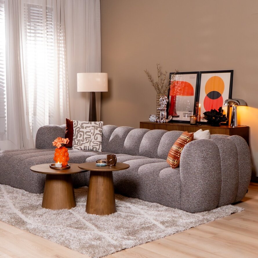 Ecksofa Luca Bouclé braun/grau links