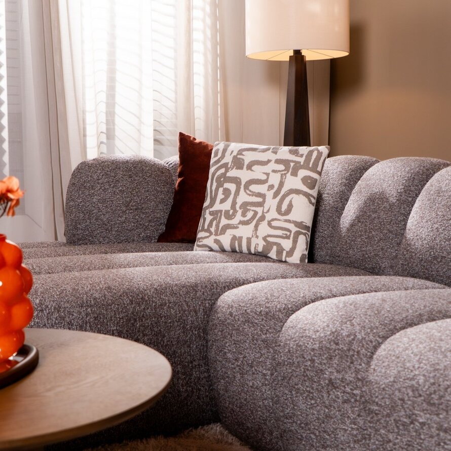 Ecksofa Luca Bouclé braun/grau links