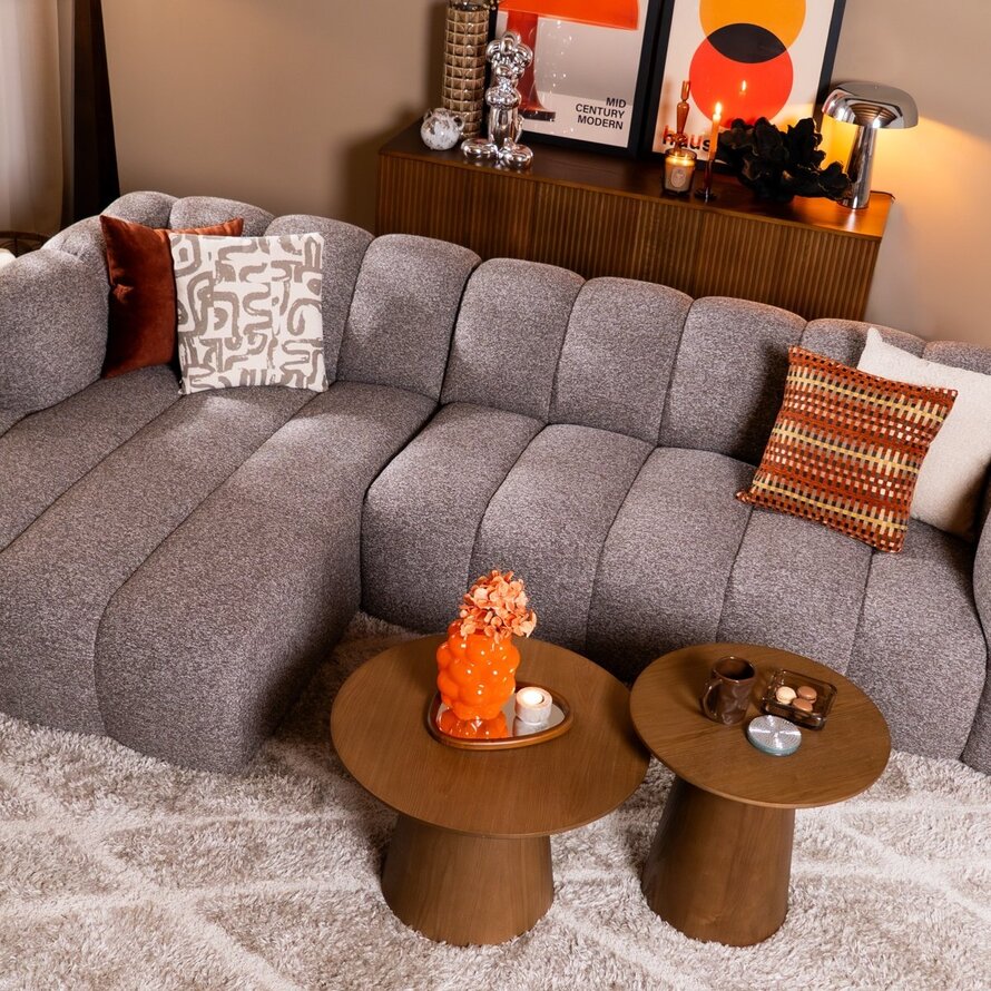 Ecksofa Luca Bouclé braun/grau links