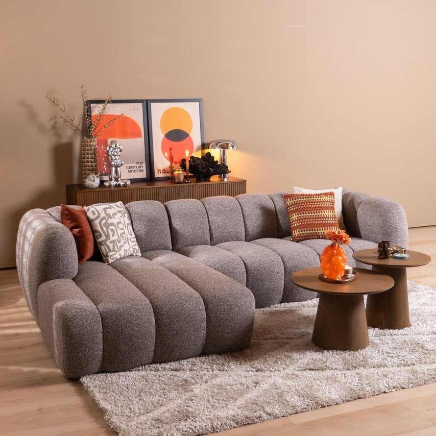 Ecksofa Luca Bouclé braun/grau links