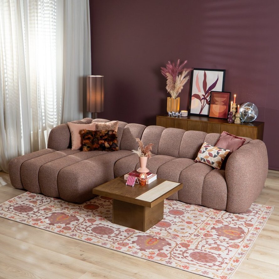 Ecksofa Luca Bouclé rot/rosa links