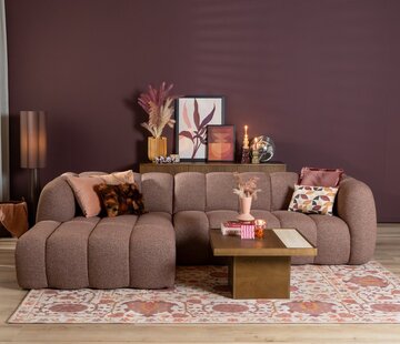 Bronx71 Ecksofa Luca Bouclé rot/rosa links