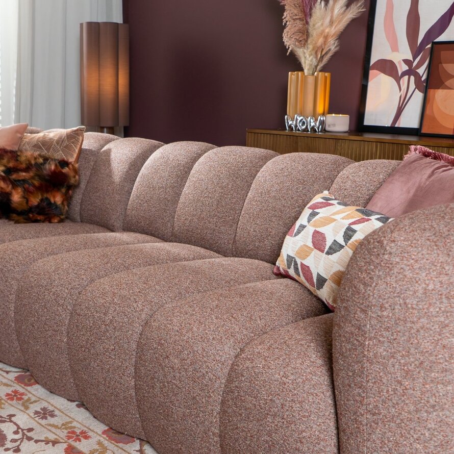 Ecksofa Luca Bouclé rot/rosa links