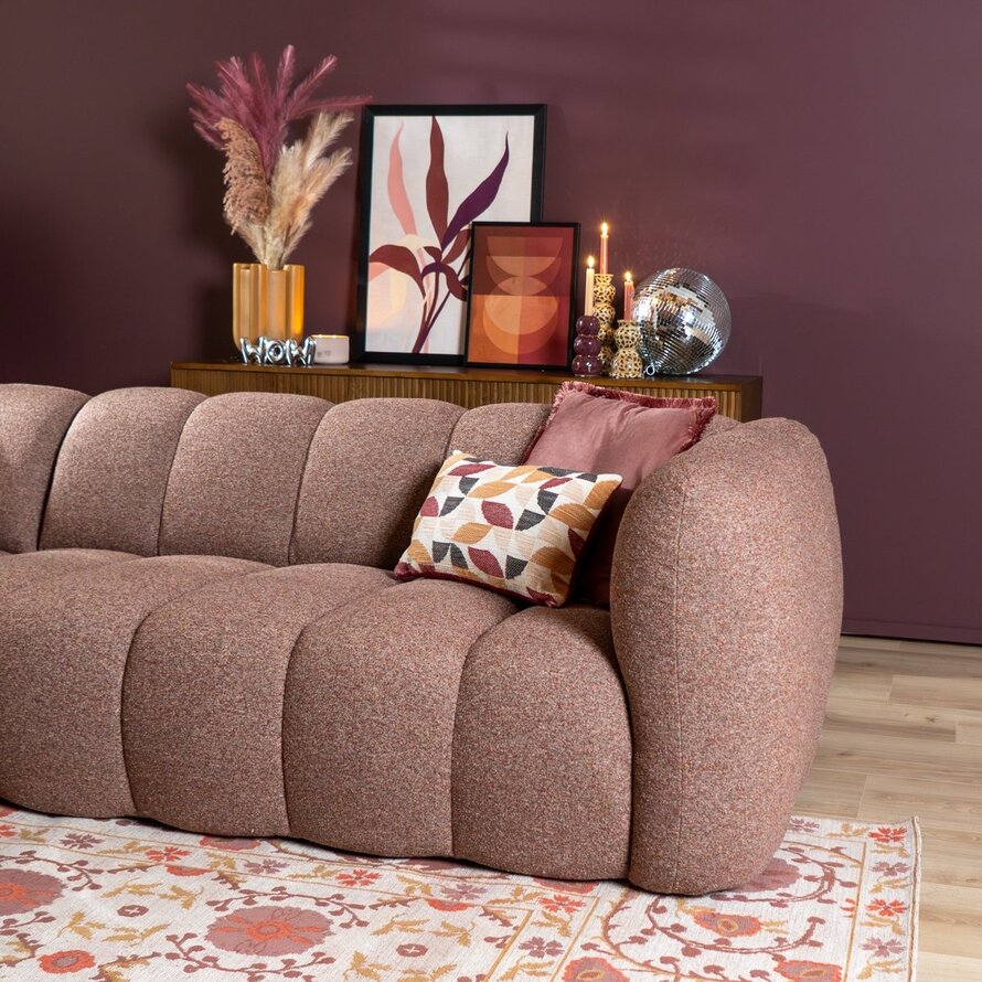 Ecksofa Luca Bouclé rot/rosa links