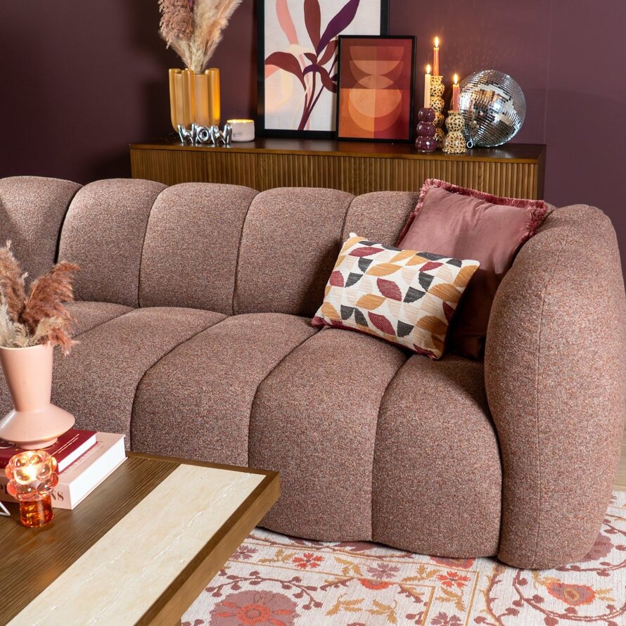 Ecksofa Luca Bouclé rot/rosa links