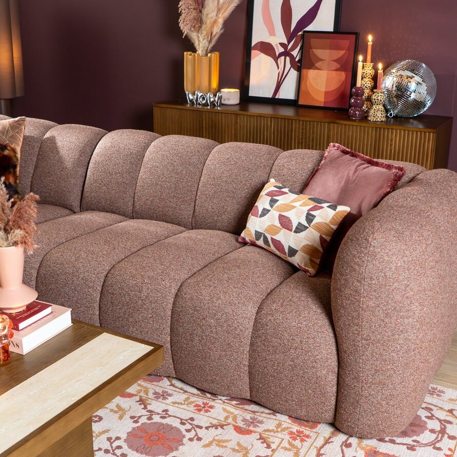 Ecksofa Luca Bouclé rot/rosa links