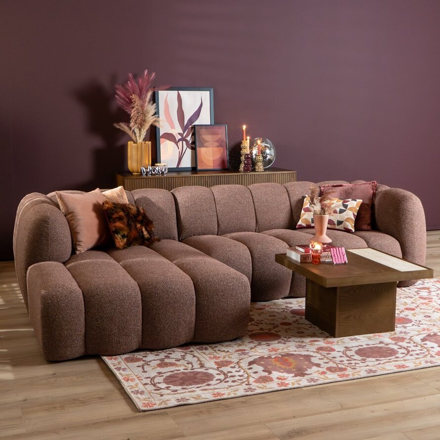 Ecksofa Luca Bouclé rot/rosa links