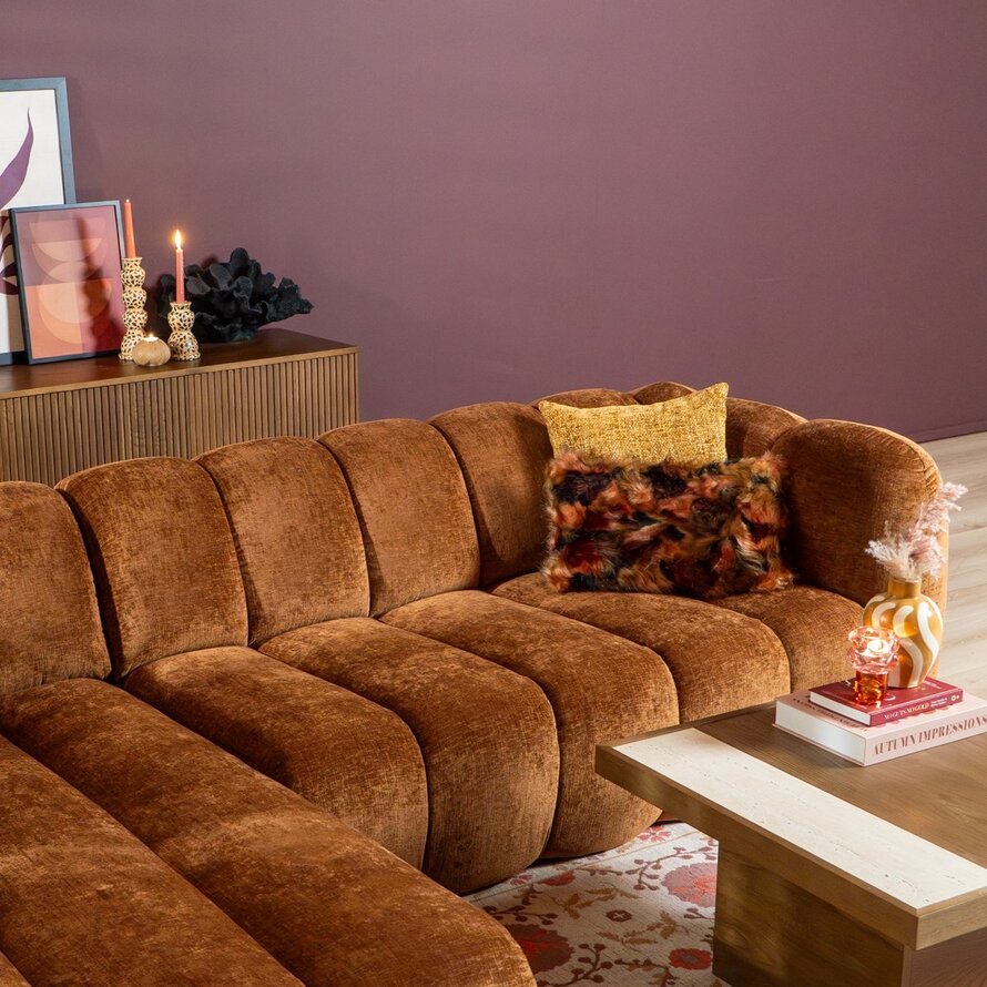 Ecksofa Luca Chenille kupfer links