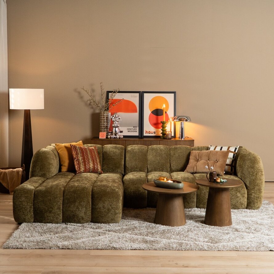 Ecksofa Luca Chenille olive grün links