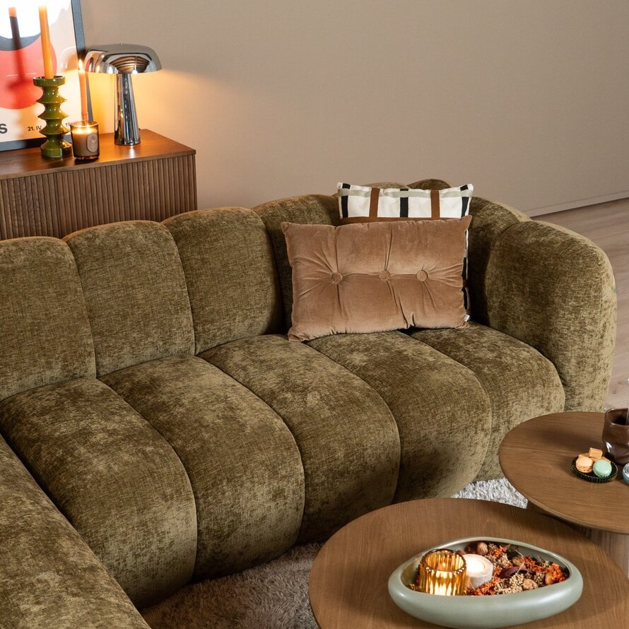 Ecksofa Luca Chenille olive grün links