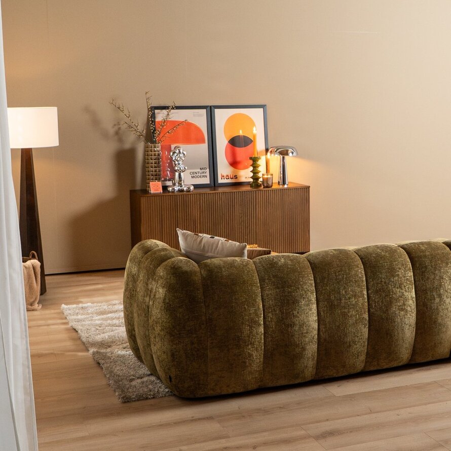 Ecksofa Luca Chenille olive grün links