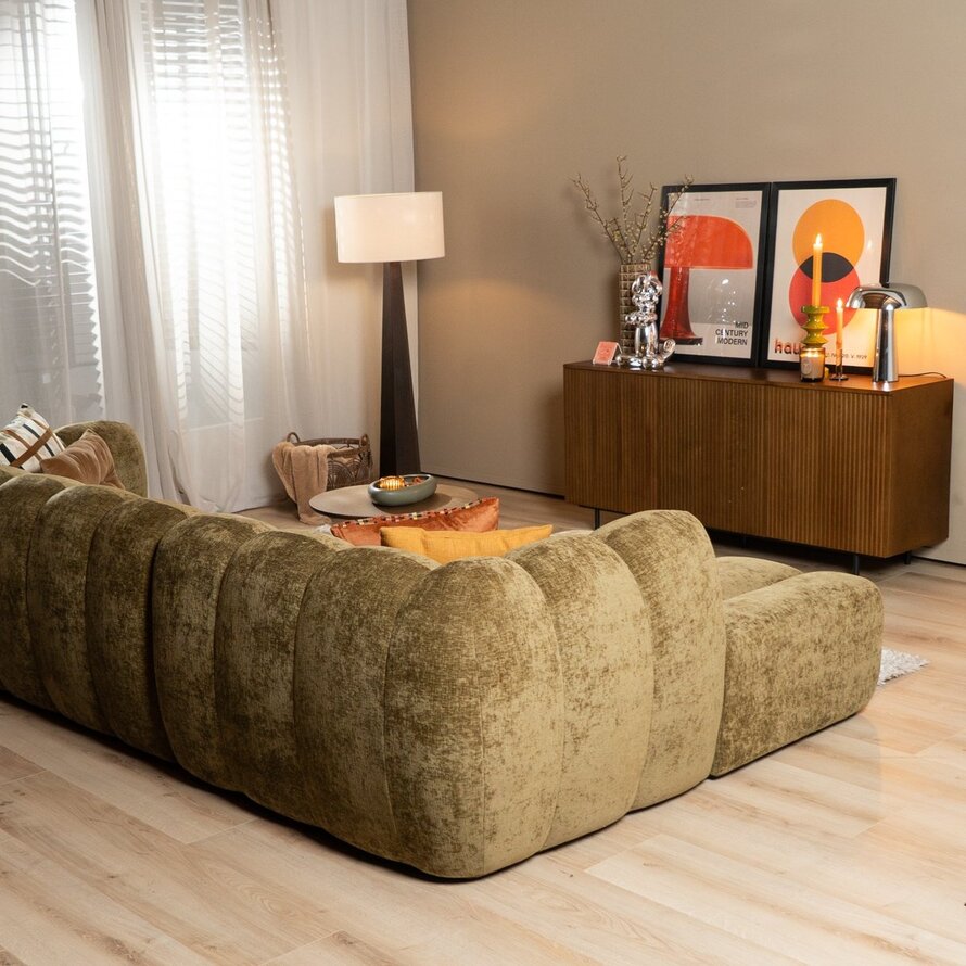 Ecksofa Luca Chenille olive grün links