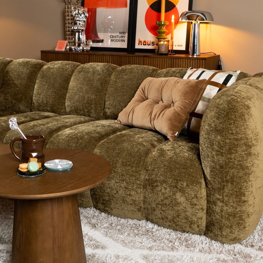 Ecksofa Luca Chenille olive grün links