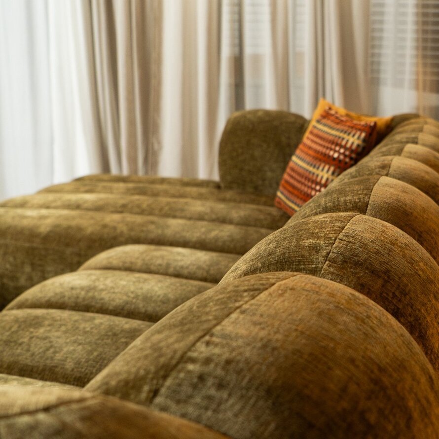 Ecksofa Luca Chenille olive grün links