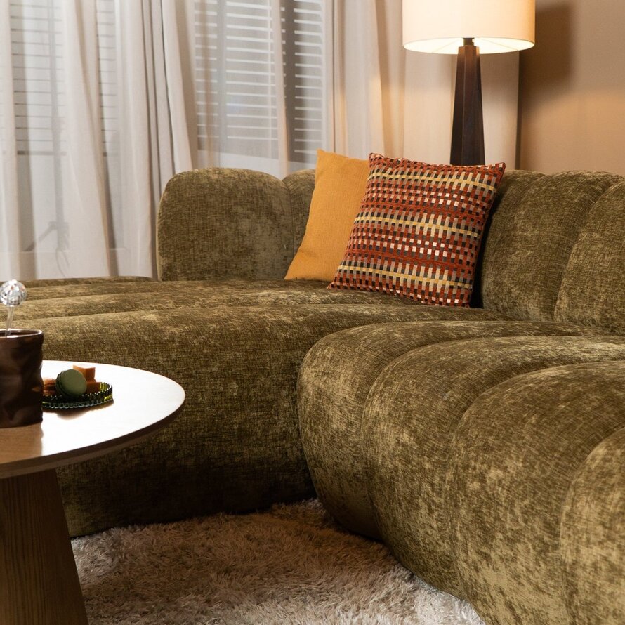 Ecksofa Luca Chenille olive grün links