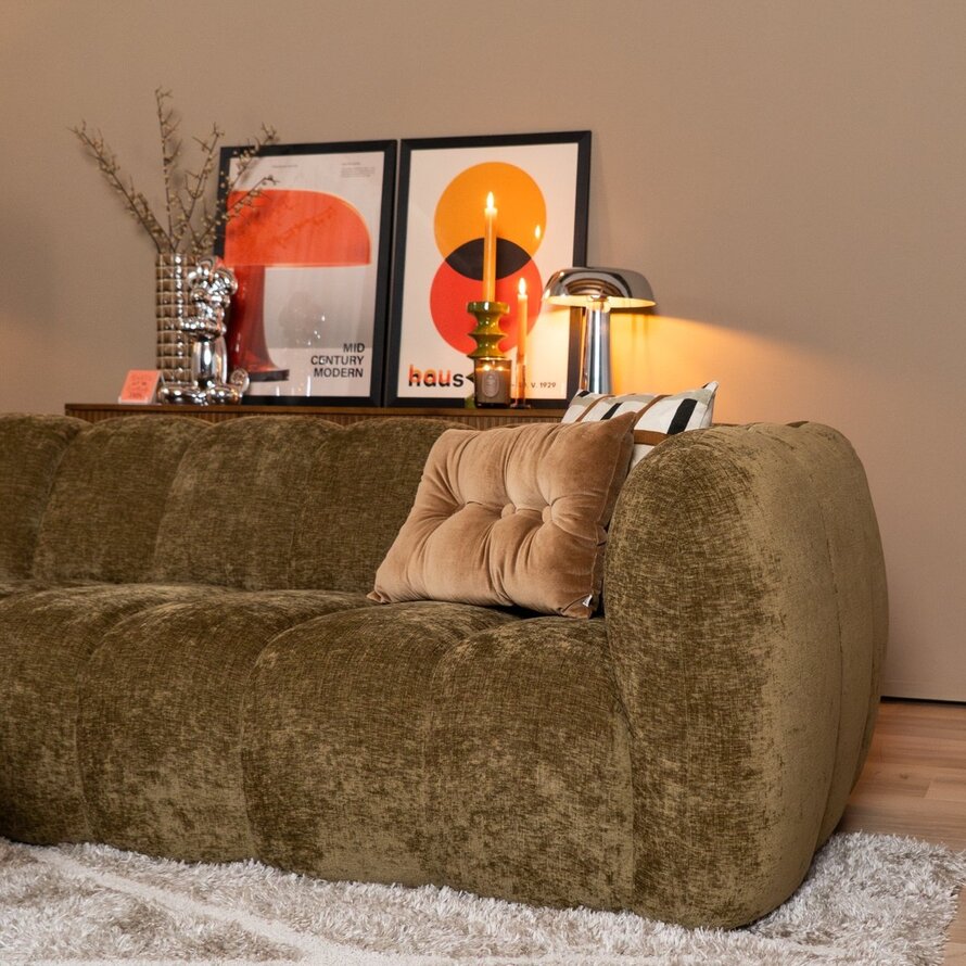 Ecksofa Luca Chenille olive grün links