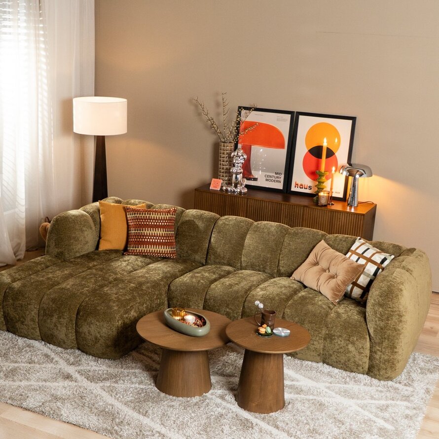 Ecksofa Luca Chenille olive grün links