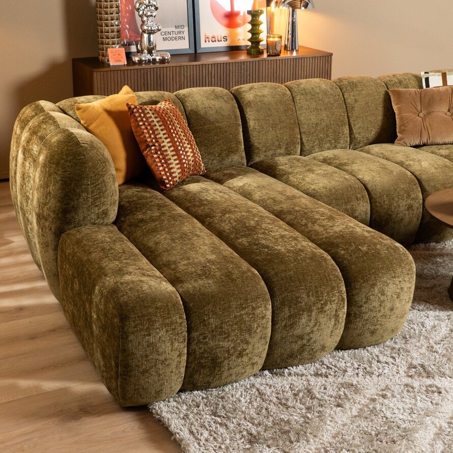 Ecksofa Luca Chenille olive grün links