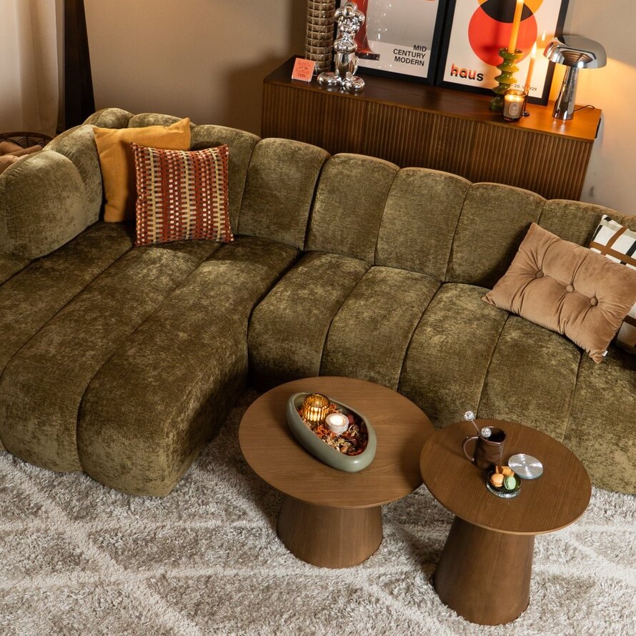 Ecksofa Luca Chenille olive grün links