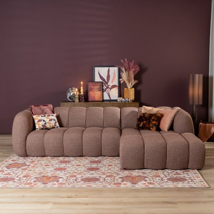 Ecksofa Luca Bouclé rot/rosa rechts