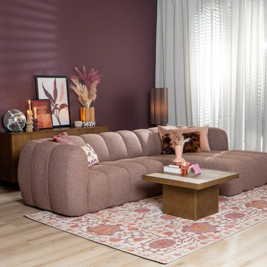 Ecksofa Luca Bouclé rot/rosa rechts