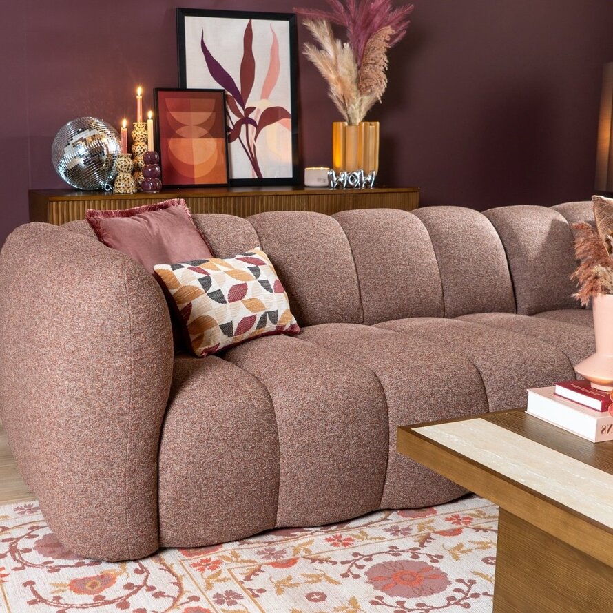 Ecksofa Luca Bouclé rot/rosa rechts