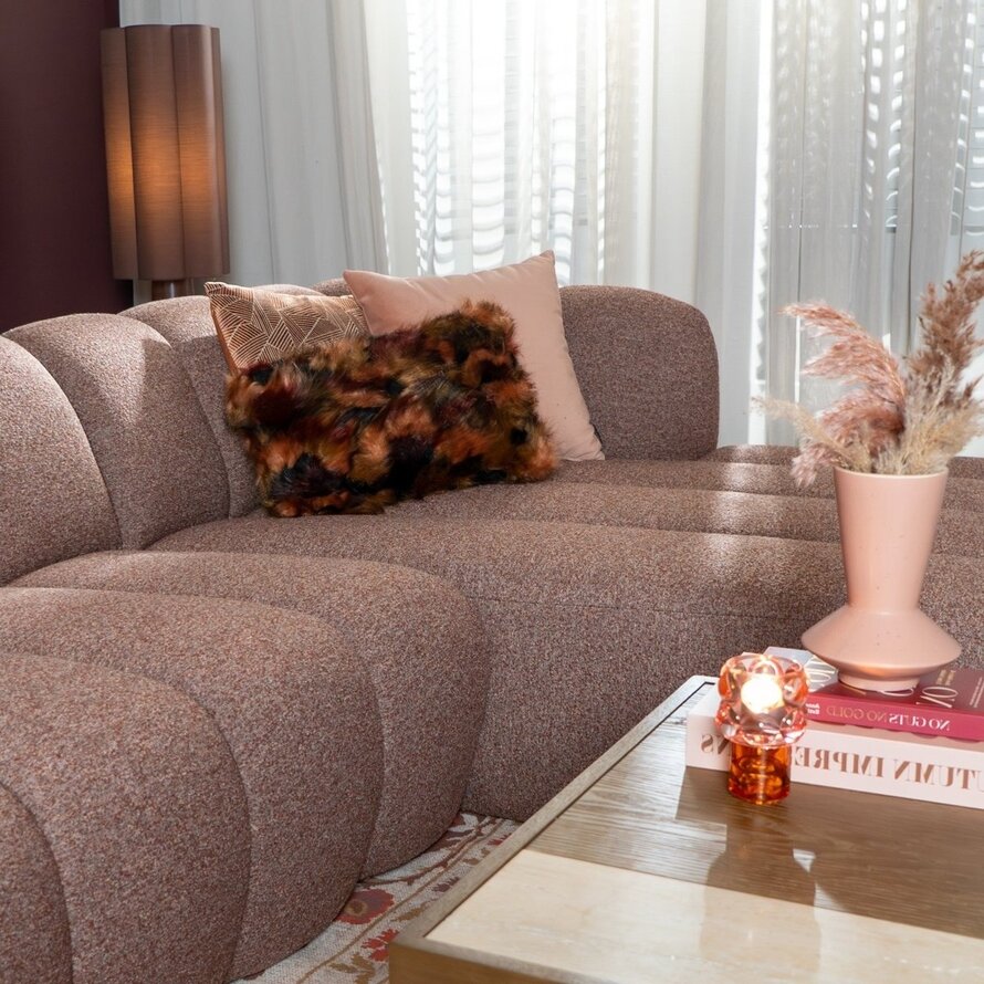 Ecksofa Luca Bouclé rot/rosa rechts