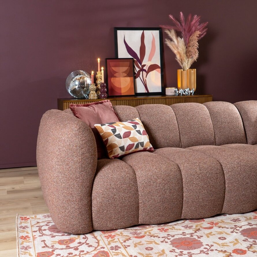 Ecksofa Luca Bouclé rot/rosa rechts