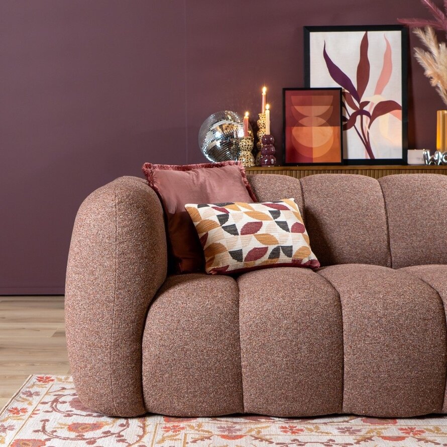 Ecksofa Luca Bouclé rot/rosa rechts