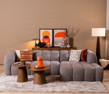 Bronx71 Ecksofa Luca Bouclé braun/grau links