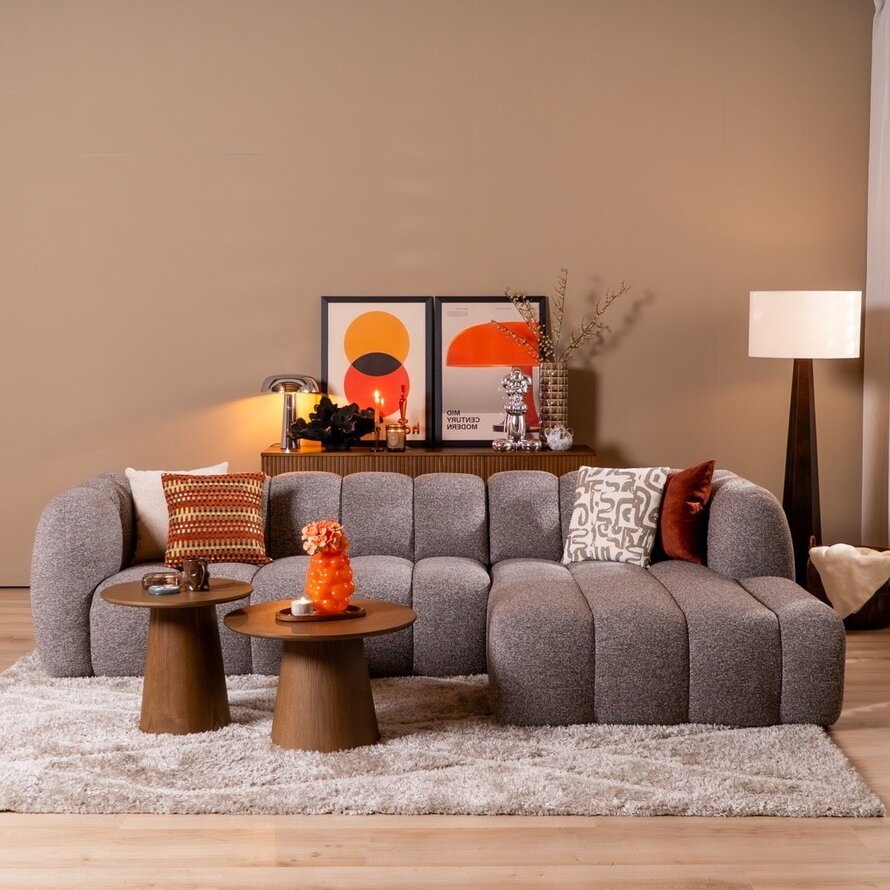 Ecksofa Luca Bouclé braun/grau links