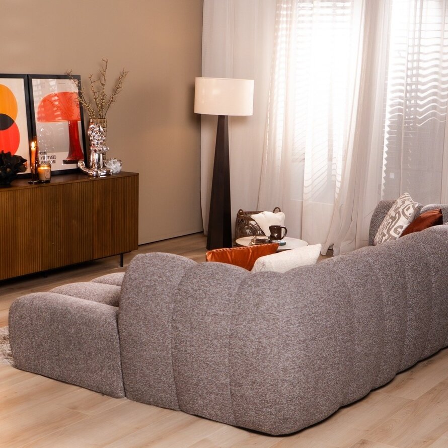 Ecksofa Luca Bouclé braun/grau links