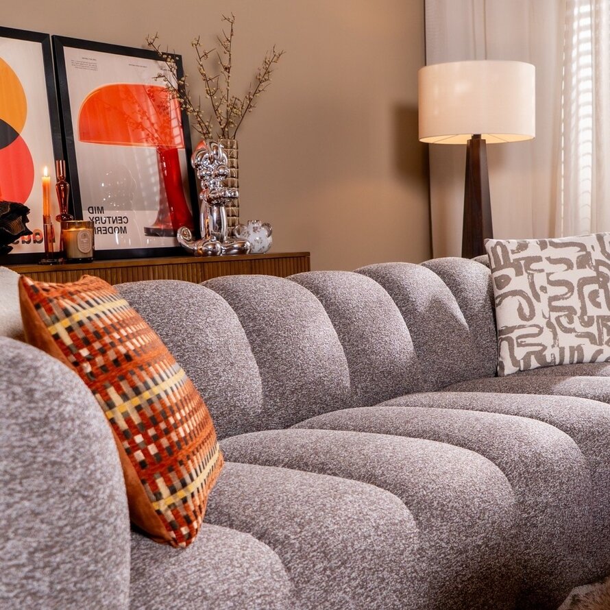 Ecksofa Luca Bouclé braun/grau links