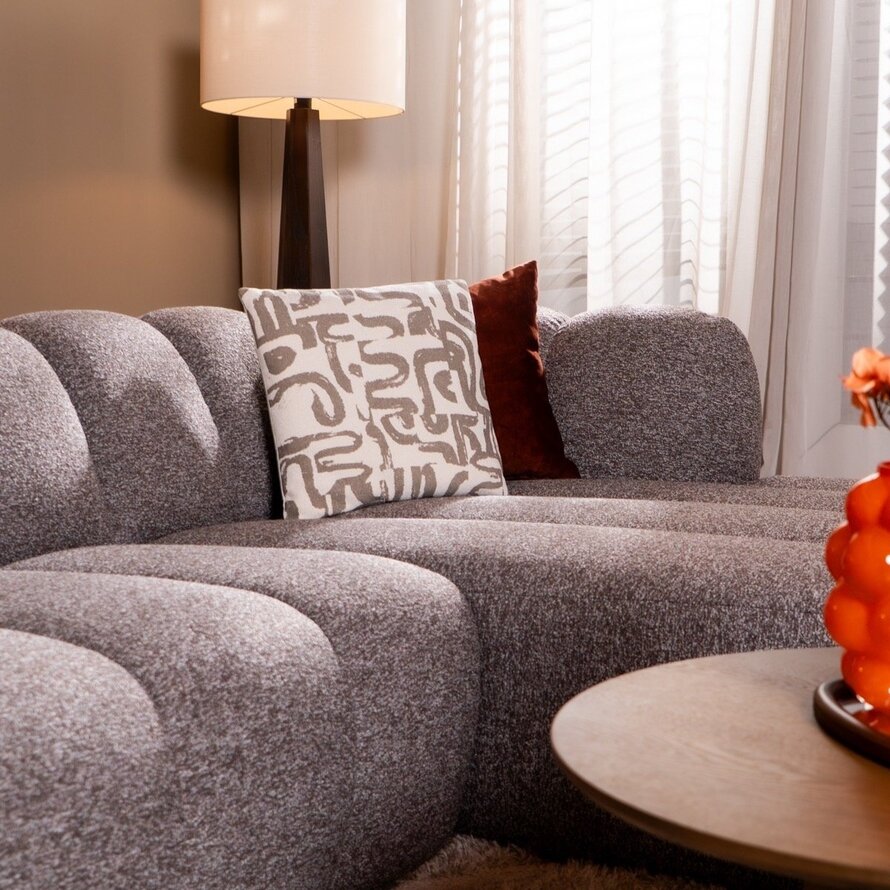 Ecksofa Luca Bouclé braun/grau links