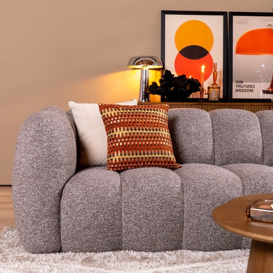 Ecksofa Luca Bouclé braun/grau links