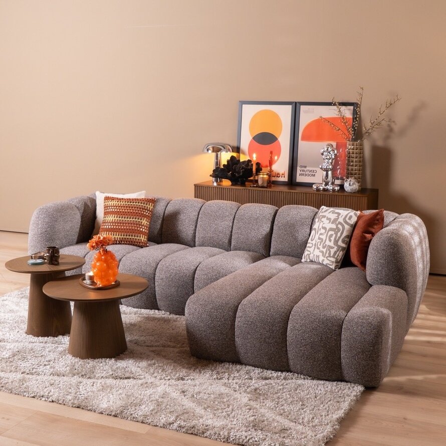 Ecksofa Luca Bouclé braun/grau links