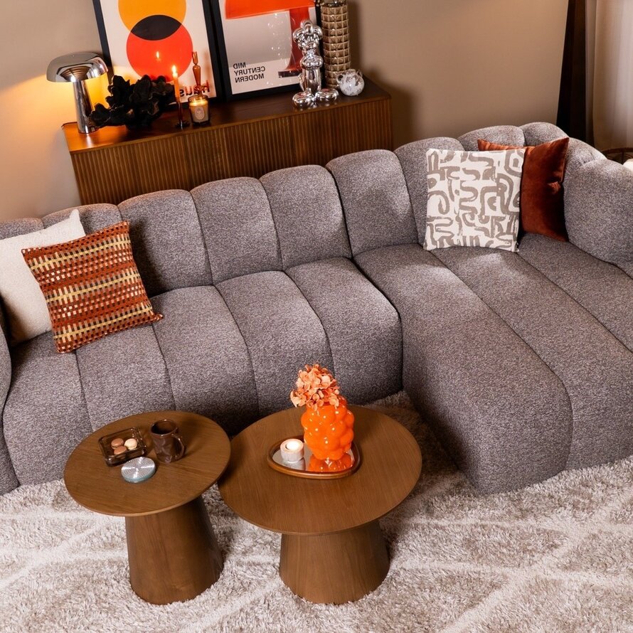 Ecksofa Luca Bouclé braun/grau links